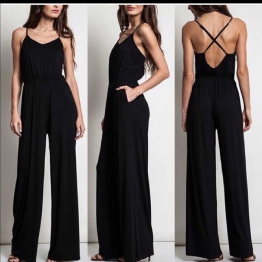 Black Adjustable Strap Jumpsuit - Picture 2 of 2